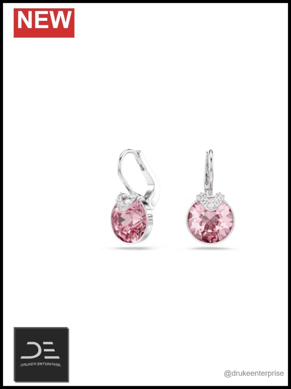Swarovski Crystals Rhodium Finish Round Cut Drop Earrings